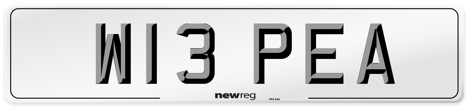 W13 PEA Number Plate from New Reg